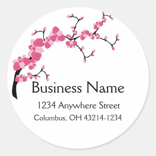 Cherry Blossom Tree Branch Ronde Adresetiketten Ronde Sticker (Voorkant)