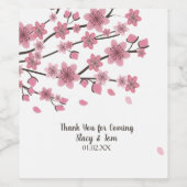 Cherry Blossom Tree Petals Pink Wedding Wijn Etiket (Enkel label)