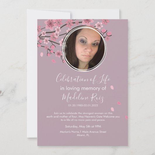 Cherry Blossom Tree Petals viering van het leven Kaart (Voorkant)