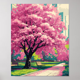 Cherry Blossom Tree Poster - Impressionistische le