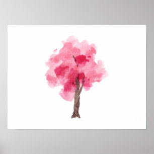 Cherry Blossom Tree Roze Waterverf Poster