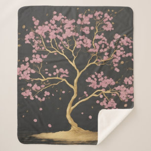 Cherry Blossom Tree Sherpa Deken
