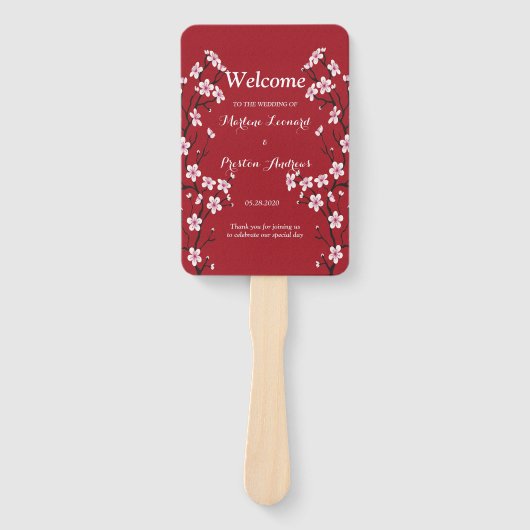 Cherry Blossom Trouwprogramma Handwaaier (Voorkant)