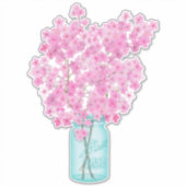 Cherry Blossom Twigs in Canning Jar Sticker (Voorkant)