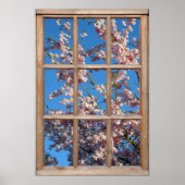 Cherry Blossom Uitzicht uit een venster Poster (Voorkant)