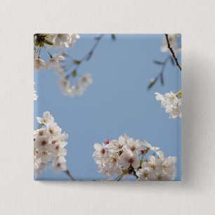 Cherry blossom vierkante button 5,1 cm