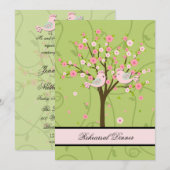 Cherry Blossom Vogels repetitie diner uitnodiging (Voorkant / Achterkant)