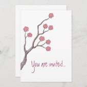 Cherry Blossom, Vous êtes invité.. Invitation rose (Devant / Derrière)