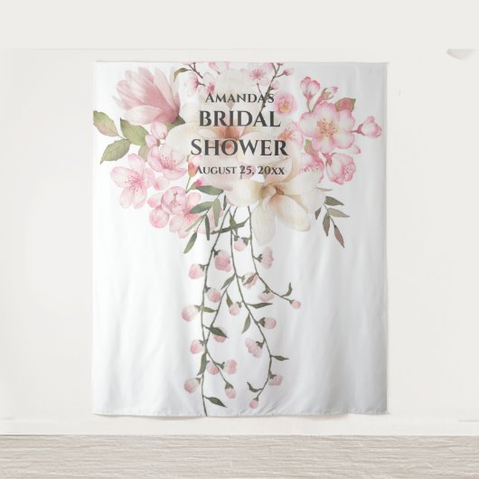 Cherry Blossom Vrijgezellenfeest Photo Booth Backd Wandkleed (Voorkant)