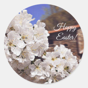 Cherry Blossom. Vrolijk Pasen. Ronde Sticker