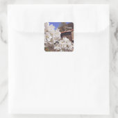 Cherry Blossom. Vrolijk Pasen. Vierkante Sticker (Tas)