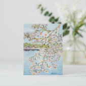 Cherry Blossom Washington DC Painterly Waterverf Briefkaart (Staand voorkant)