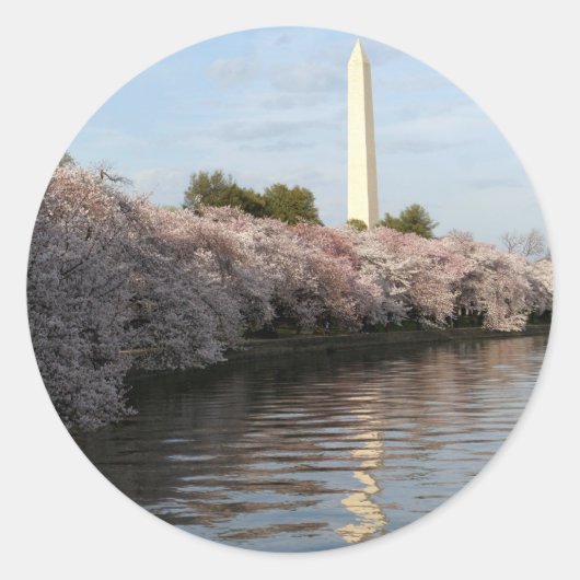 Cherry Blossom Washington monument Ronde Sticker (Voorkant)