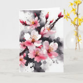 Cherry Blossom - Watercolor flowers Kaart (Gele Bloem)
