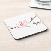 Cherry blossom waterverf bier onderzetter (Linkerzijde)
