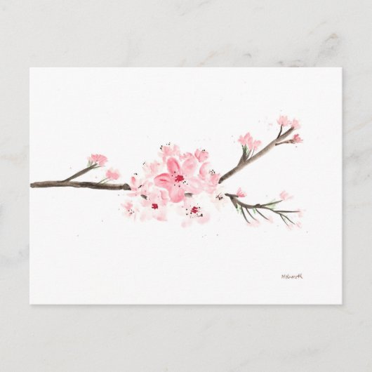 Cherry blossom waterverf briefkaart (Voorkant)
