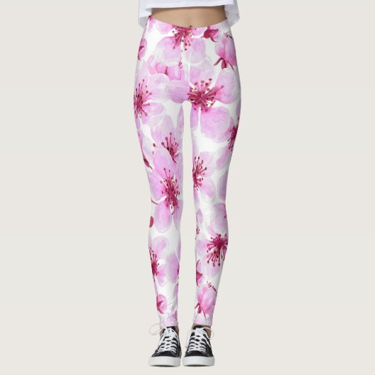 Cherry blossom waterverf leggings (Voorkant)