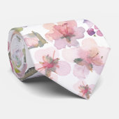 Cherry Blossom Waterverf Pastel Stropdas (Opgerold)