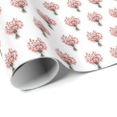 Cherry Blossom Waterverf Sakura Bouquet Pattern Cadeaupapier (Rol Hoek)