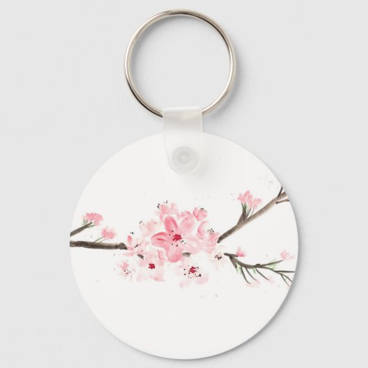 Cherry blossom waterverf sleutelhanger (Voorkant)