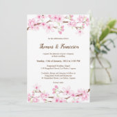 Cherry Blossom Waterverf Wedding Invitation Kaart (Staand voorkant)