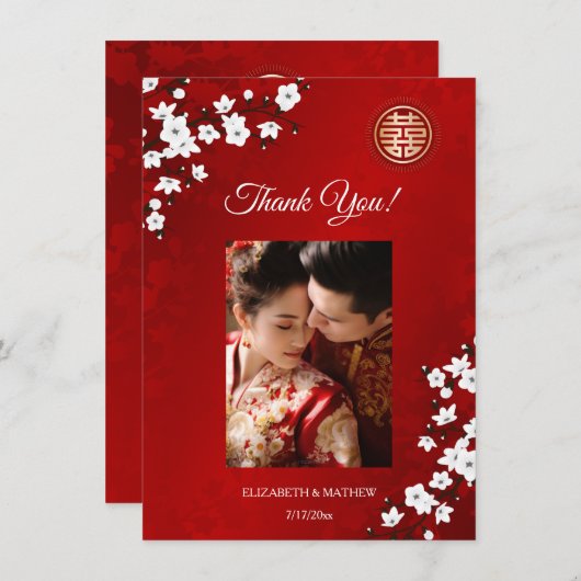 Cherry Blossom Wedding Bedankt (Voorkant / Achterkant)