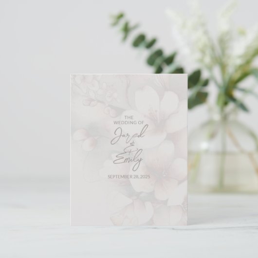 Cherry Blossom Wedding Enclosure Kaart met QR-code (Staand voorkant)