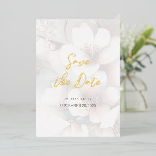 Cherry Blossom Wedding Folie Save the Date Uitnodiging