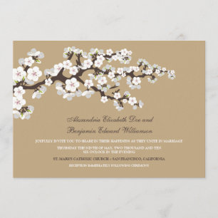 Cherry Blossom Wedding Invitation (champagne) Kaart