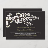 Cherry Blossom Wedding Invitation (ebony) Kaart (Voorkant / Achterkant)