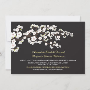 Cherry Blossom Wedding Invitation (ebony) Kaart