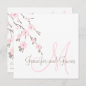 Cherry Blossom Wedding Invitation for Monogram Kaart (Voorkant / Achterkant)