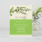 Cherry Blossom Wedding Invitation (groene appel) Kaart (Staand voorkant)