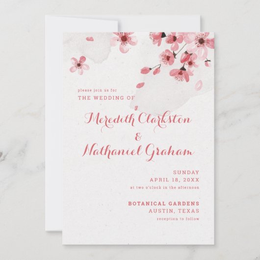 Cherry Blossom Wedding Invitation Kaart (Voorkant)