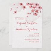 Cherry Blossom Wedding Invitation Kaart (Voorkant / Achterkant)
