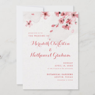 Cherry Blossom Wedding Invitation Kaart