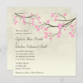 Cherry Blossom Wedding Invitation Kaart (Voorkant / Achterkant)