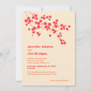 Cherry Blossom Wedding Invitation Kaart