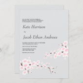 Cherry Blossom Wedding Invitation Kaart (Voorkant / Achterkant)