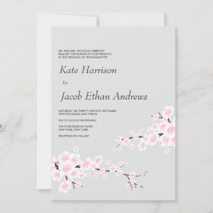 Cherry Blossom Wedding Invitation Kaart
