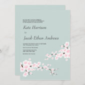 Cherry Blossom Wedding Invitation Kaart (Voorkant / Achterkant)