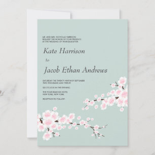 Cherry Blossom Wedding Invitation Kaart