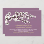 Cherry Blossom Wedding Invitation (lavender) Kaart (Voorkant / Achterkant)