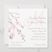 Cherry Blossom Wedding Invitation Monogram Terug Kaart (Achterkant)