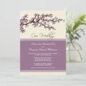 Cherry Blossom Wedding Invitation (paars) Kaart (Staand voorkant)