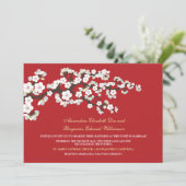 Cherry Blossom Wedding Invitation (rood) Kaart (Staand voorkant)