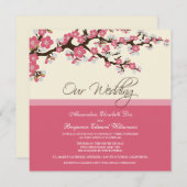 Cherry Blossom Wedding Invitation (roze) Kaart (Voorkant / Achterkant)