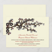 Cherry Blossom Wedding Invitation (zwart) Kaart (Voorkant / Achterkant)