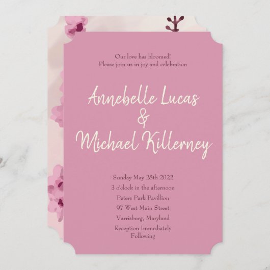 Cherry Blossom Wedding Invitations Kaart (Voorkant / Achterkant)