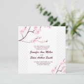 Cherry Blossom Wedding Invitations Kaart (Staand voorkant)